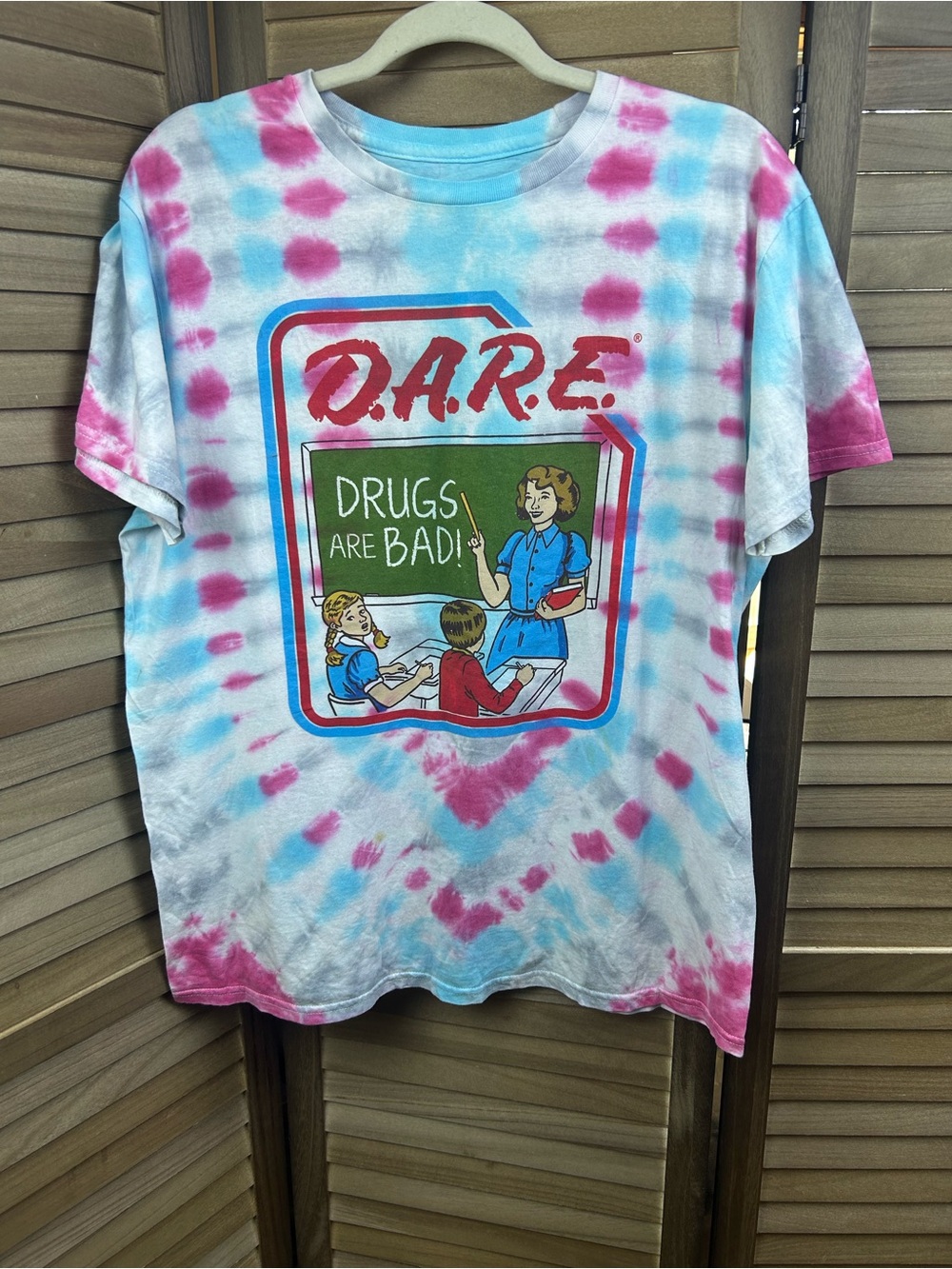 D.A.R.E. Tie Dye Graphic T-Shirt Adult Large Drugs Are Bad Retro Tee 100% cotton